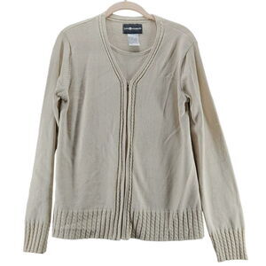 Sag Harbor Womens Sweater Beige Size Small Ramie Blend Tank Sewn In Zipper Close